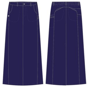 Contour nederdel lang navy Jyden Workwear