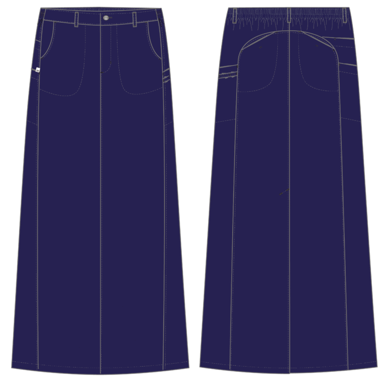 Contour nederdel lang navy Jyden Workwear